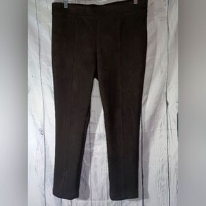 Andrew Marc Women`s Black Mid-Rise Stretch Faux Suede Leggings Front Seams Sz.XL